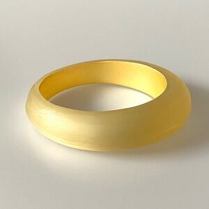 Light Champagne  Translucent Frosted Plastic Curved Bangle  Asymmetric Unmarked